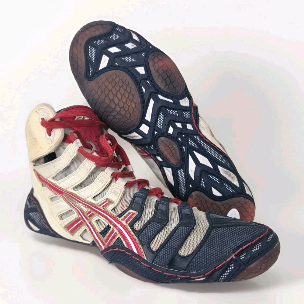 ASICS Omniflex Pursuit Wrestling Shoes Mens 9 Red White Blue J200Y Rare 2012